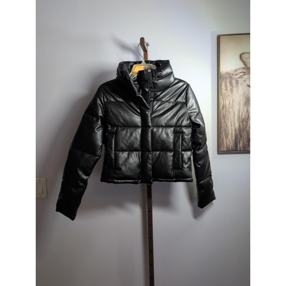 Black Cropped Bomber Jacket‎ Medium
